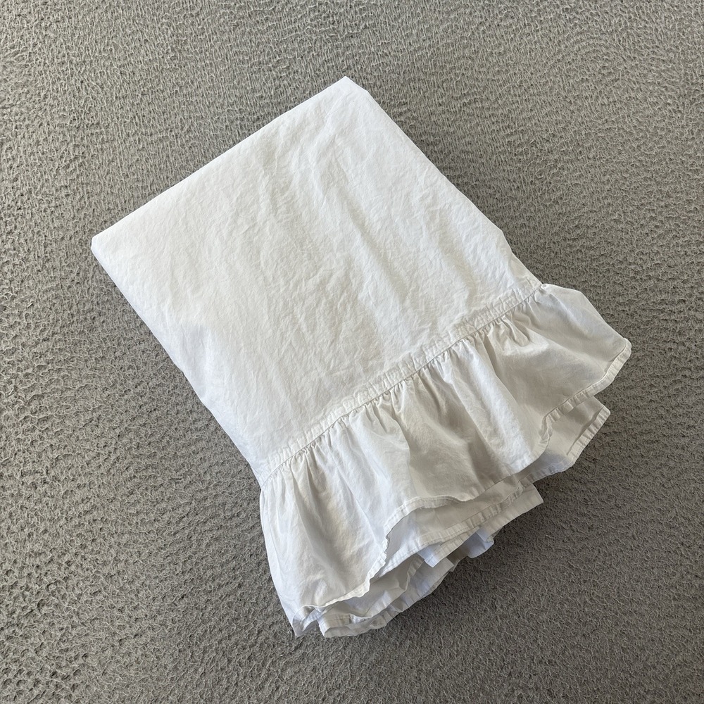 Simply Shabby Chic Flat Sheet Full/Double 94x80 Solid White Ruffled Cottage Core
